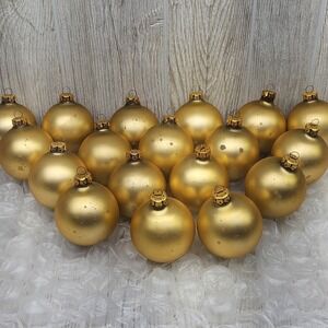 Vintage Matte Gold Glass Christmas Ornaments Set 18‎ Holiday Tree Round Balls